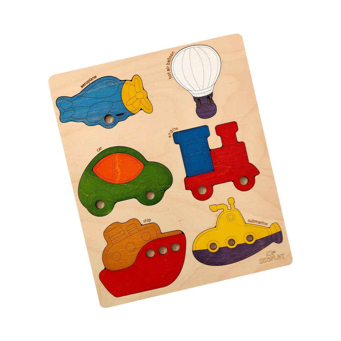 wooden Transport – Wheels & Wings Puzzle Board