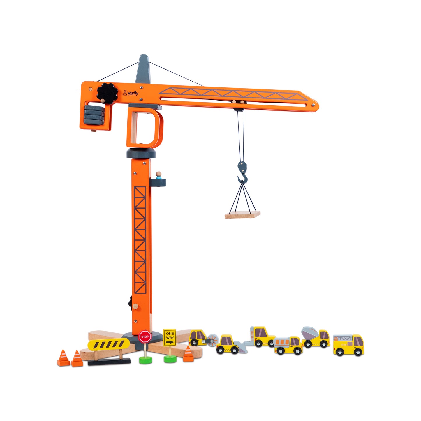 Wooden Construction Crane Pretend Play Set