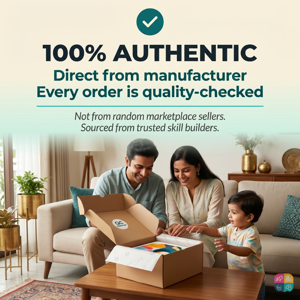 100% authentic educational toys direct from manufacturer — every SkilloToys order is quality-checked before dispatch, no third-party sellers