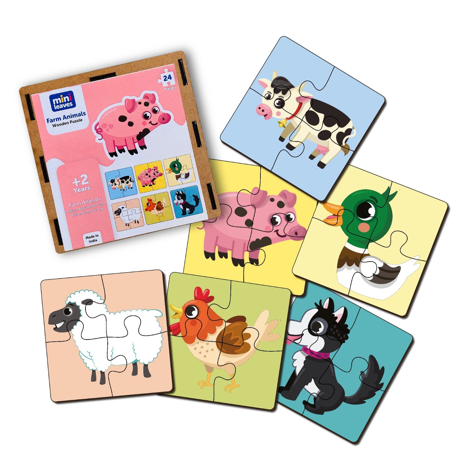 Farm Animal Educational Wooden Puzzle Set