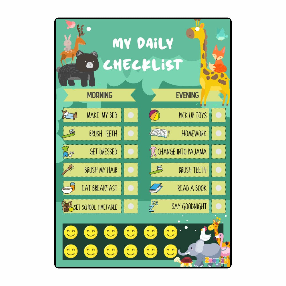 Kids Daily Responsibility Chart with wild animal theme