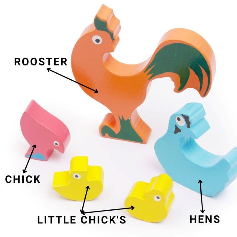 Wooden Chicken Family Puzzle Stacking Toy