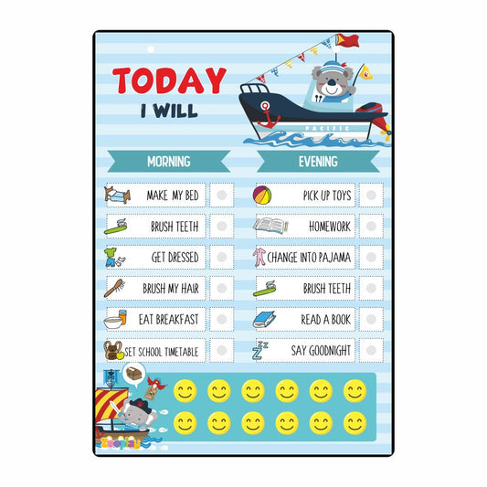 Sailor Daily Routine Chart for Kids with day and night chores visible
