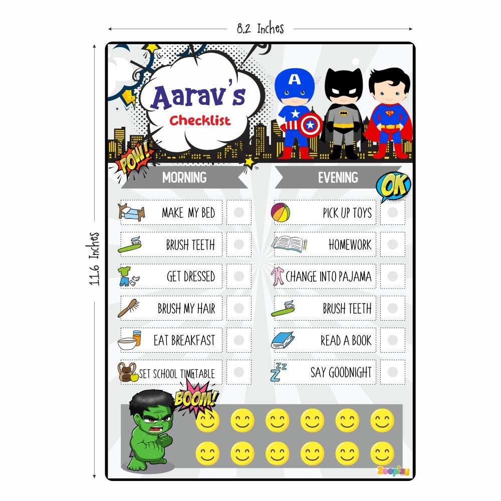 Kids chore chart showing day and night routines with reusable stickers