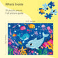 Close-up of a vibrant Ocean Friends jigsaw puzzle piece featuring a colorful marine animal