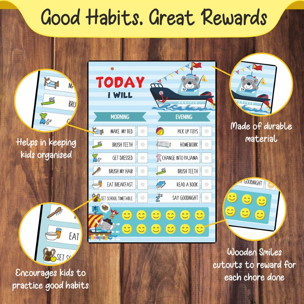 Educational chart showing various morning activities for children