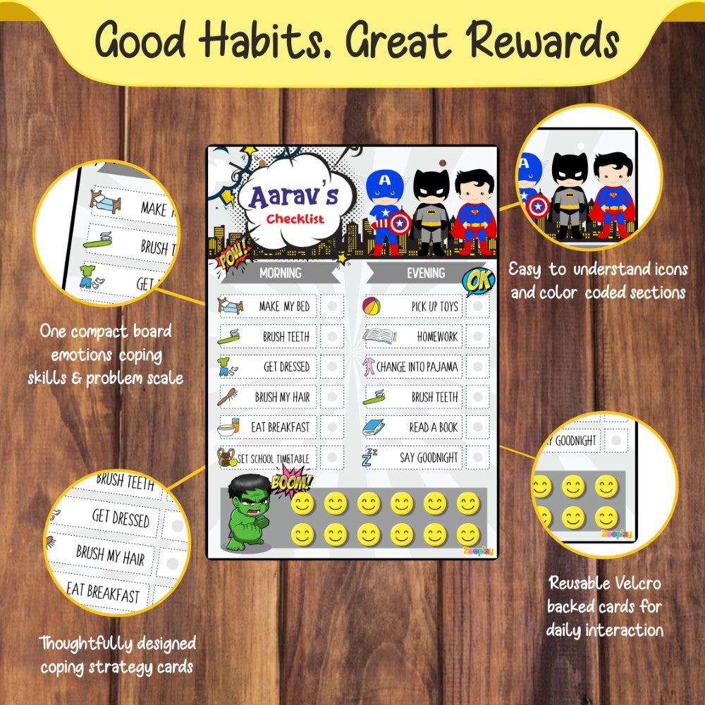 Educational habit tracker for toddlers made from MDF board