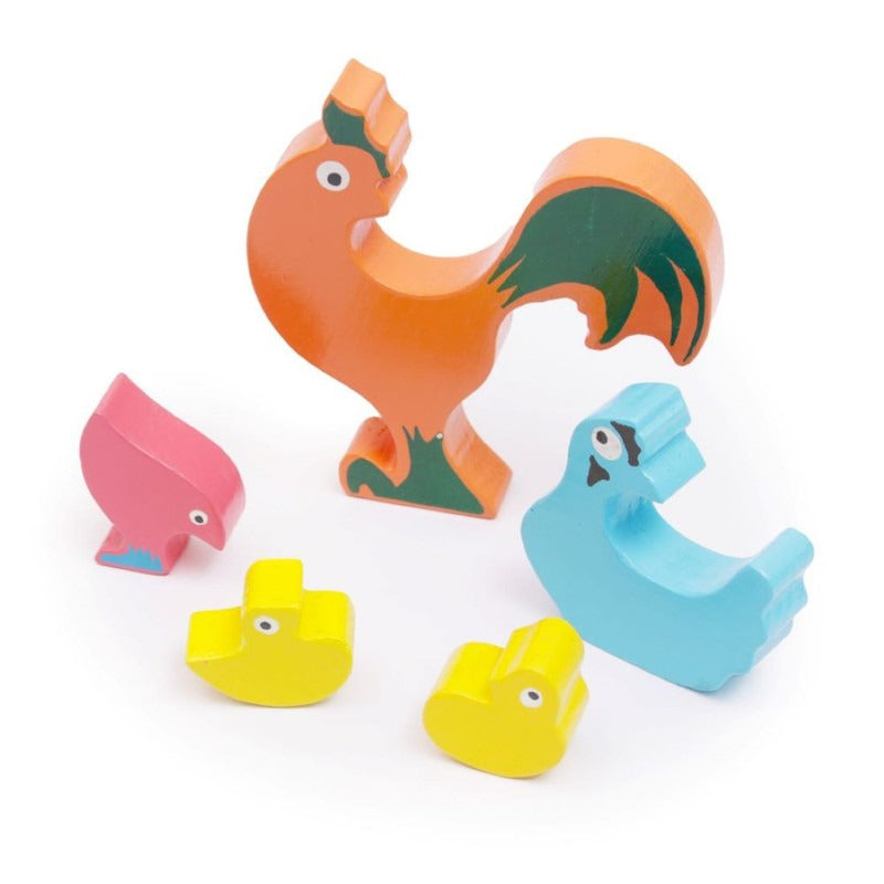 Wooden Chicken Family Puzzle Stacking Toy
