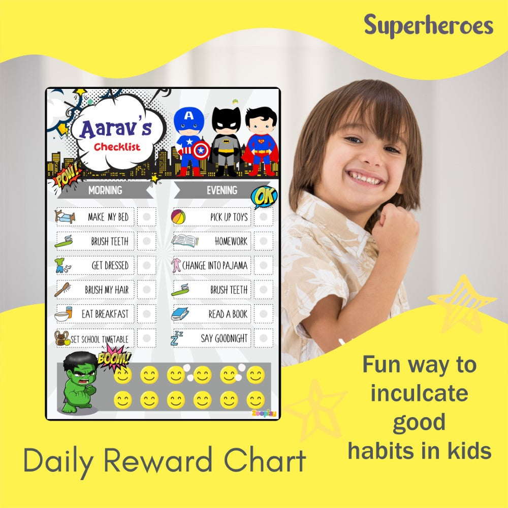 Child proudly placing a smiley sticker on their reward chart