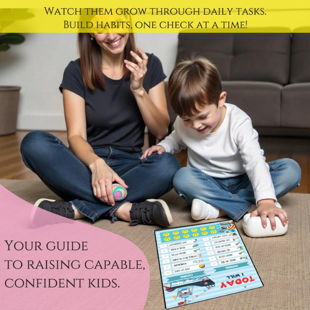 Detailed view of the evening routine section on the kids chore chart