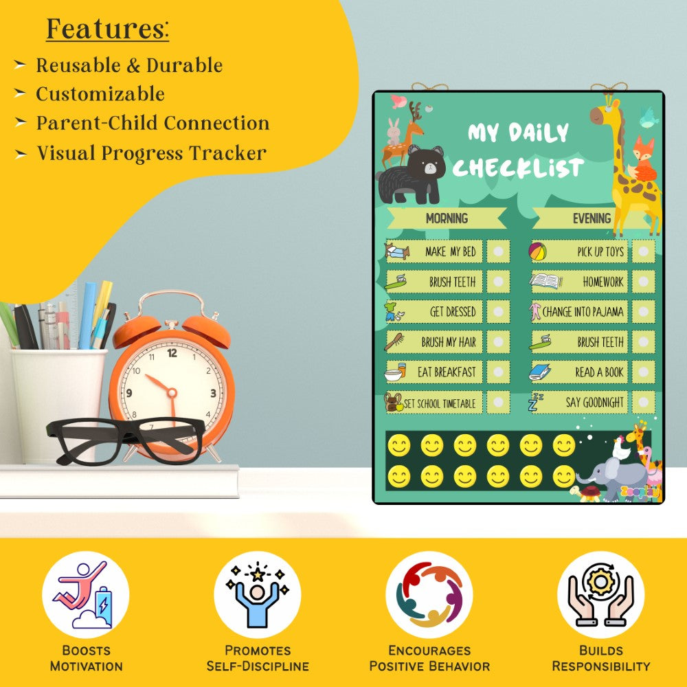 Close-up of the daily routine sections, showing morning and night chores