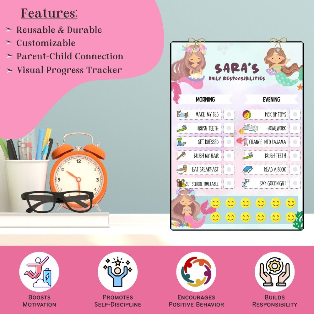 Educational reward chart designed for building responsibility and routine in young children