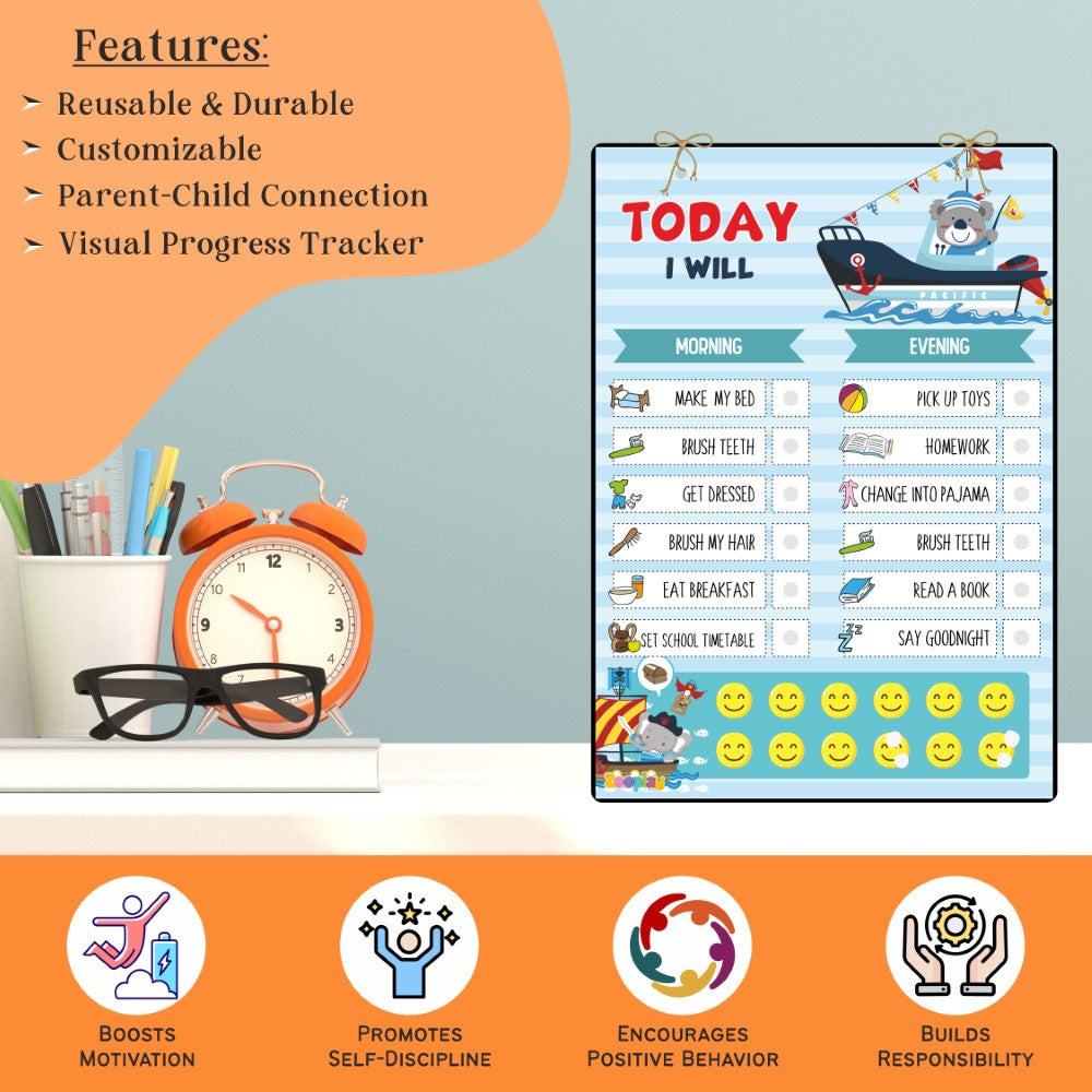 Backside of the wooden routine board highlighting durable MDF material