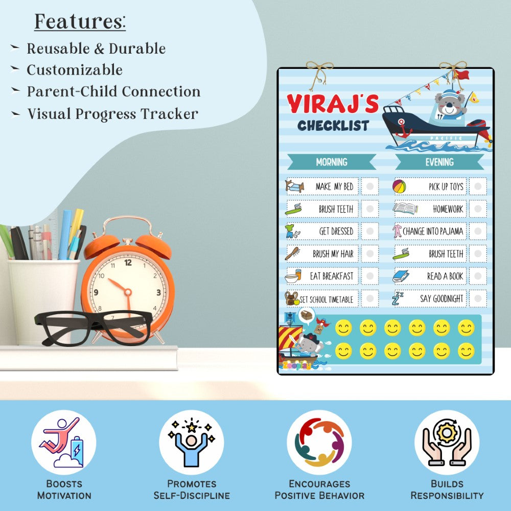 Kids reward system in a vibrant sailor theme, encouraging habit formation and positive behavior.