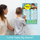 SkilloToys Daily Reward Chart showing distinct sections for morning and evening tasks