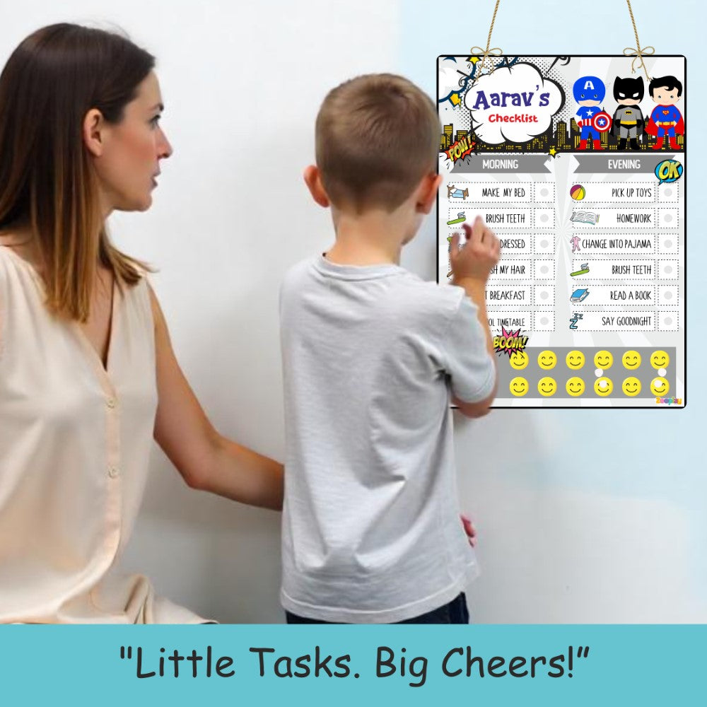 Durable wooden activity board for children's daily task management