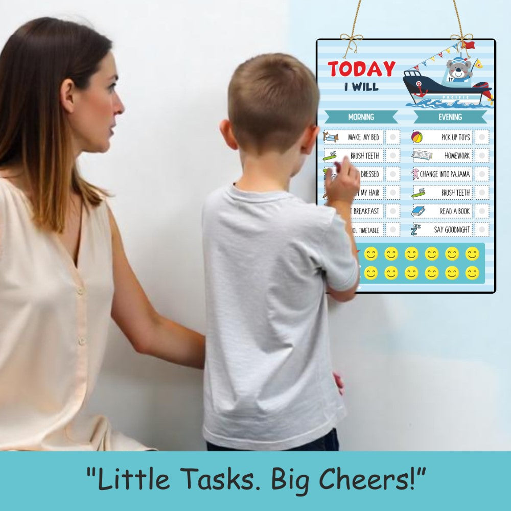 Complete set of Sailor Daily Routine Chart including board and smiley cutouts