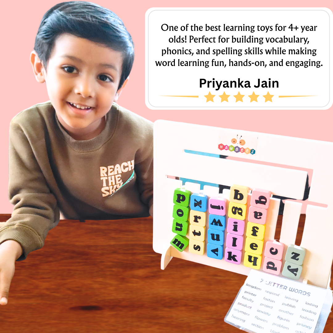 Educational word building toy helping kids learn vocabulary