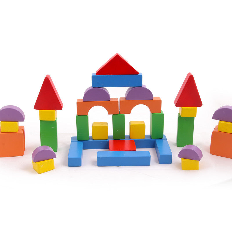 Wooden Basic Shapes Building Blocks - Set of 36 Pieces