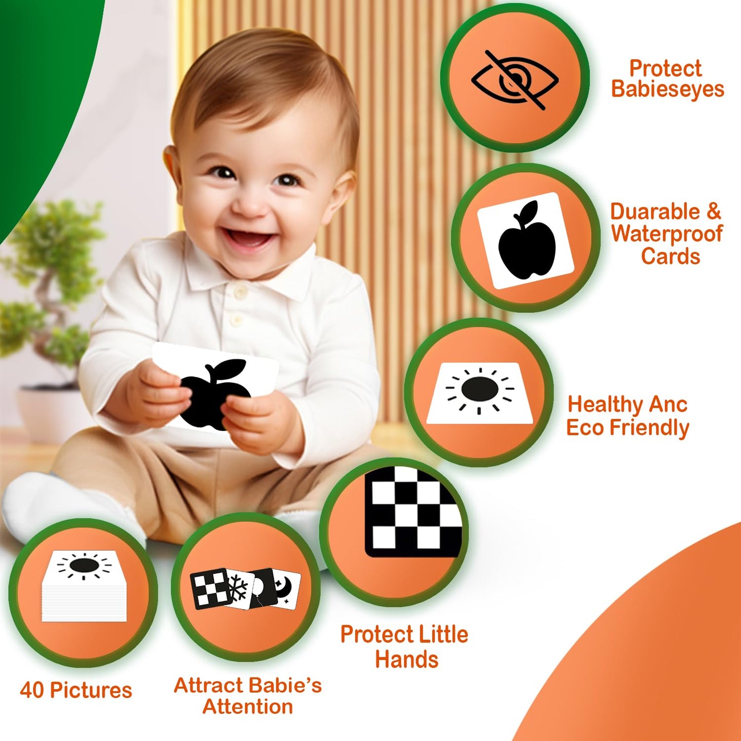 Black and White Flash Cards for New Born Babies