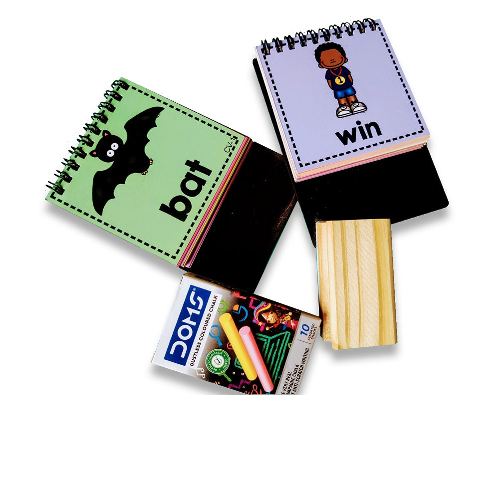 Buy CVC Words Read and Write Flashcards - SkilloToys.com - Chalk and Duster