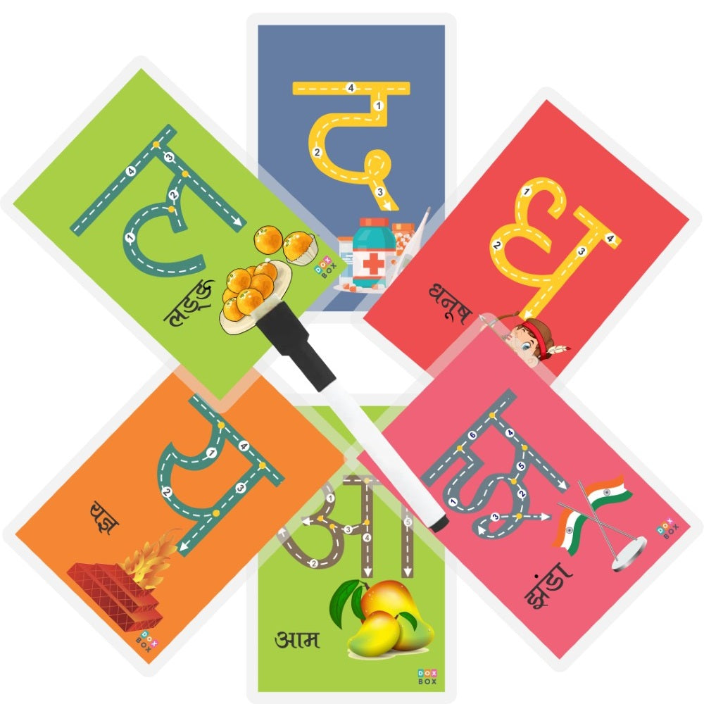 Buy Hindi Swar and Vyanjan Wipe and Clean Flashcards - SkilloToys.com - Letters