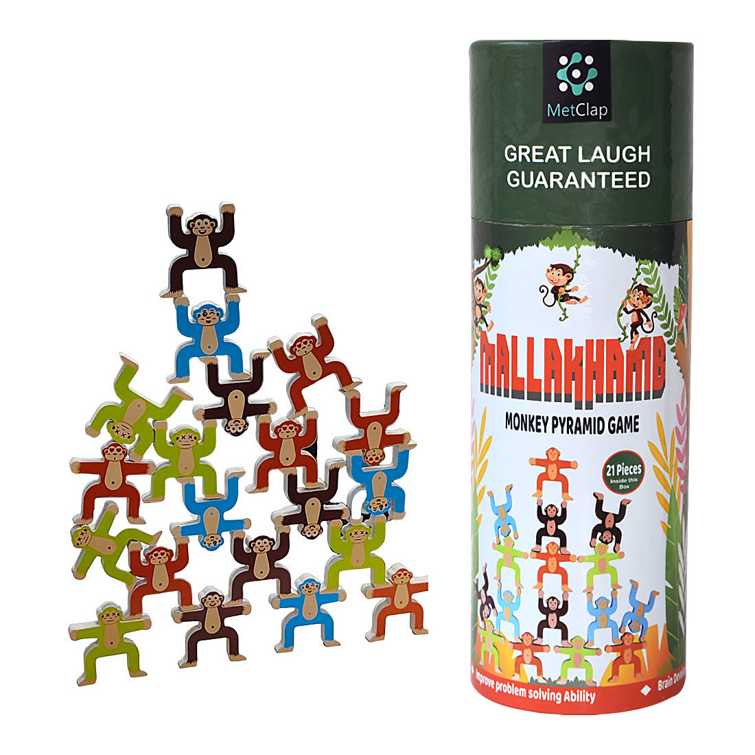 MALLAKHAMB Monkey Stacker Game for Kids (21 Pcs)