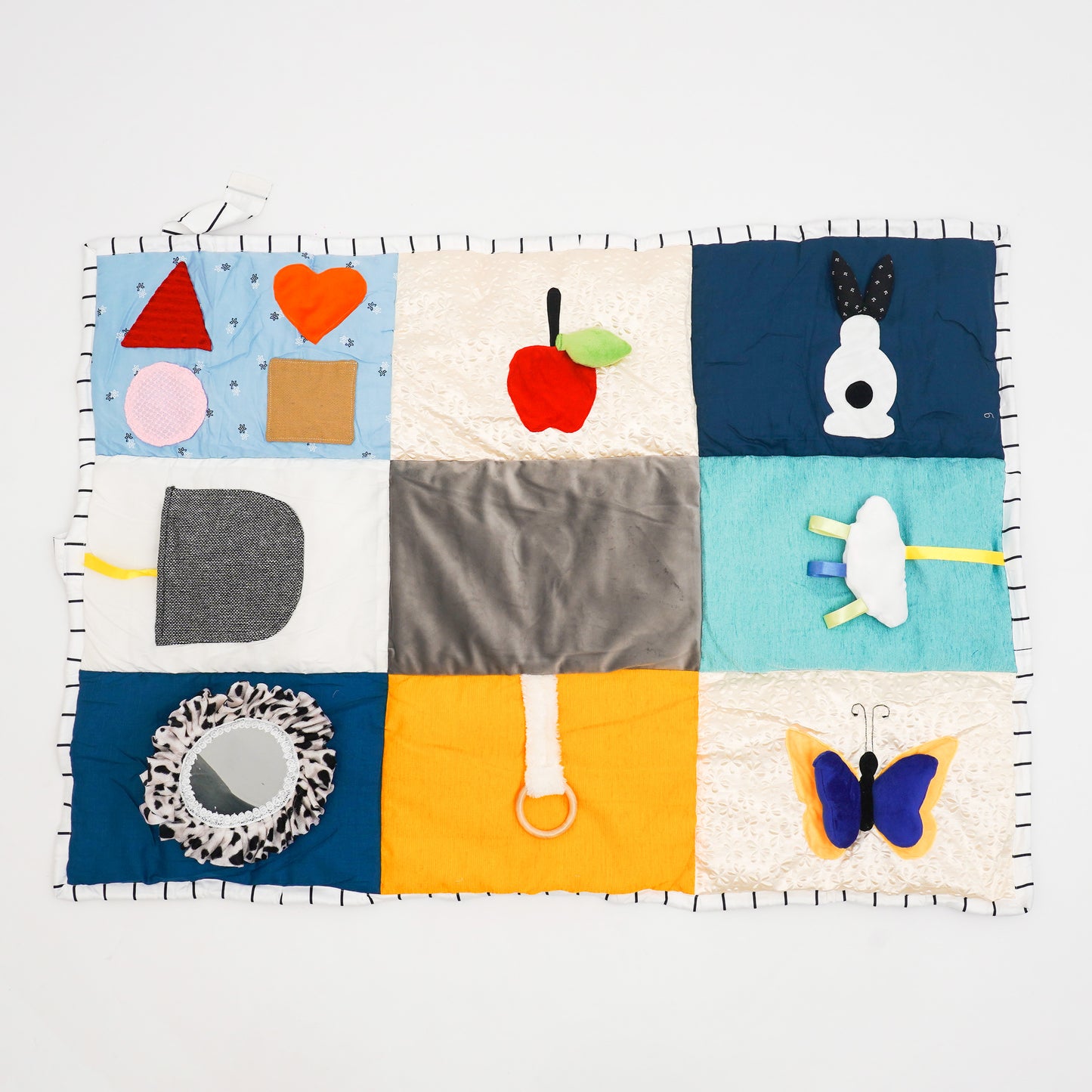 Sensory Cloth Play Mat with Tummy Time Mirrorfor 0-1 Year Babies