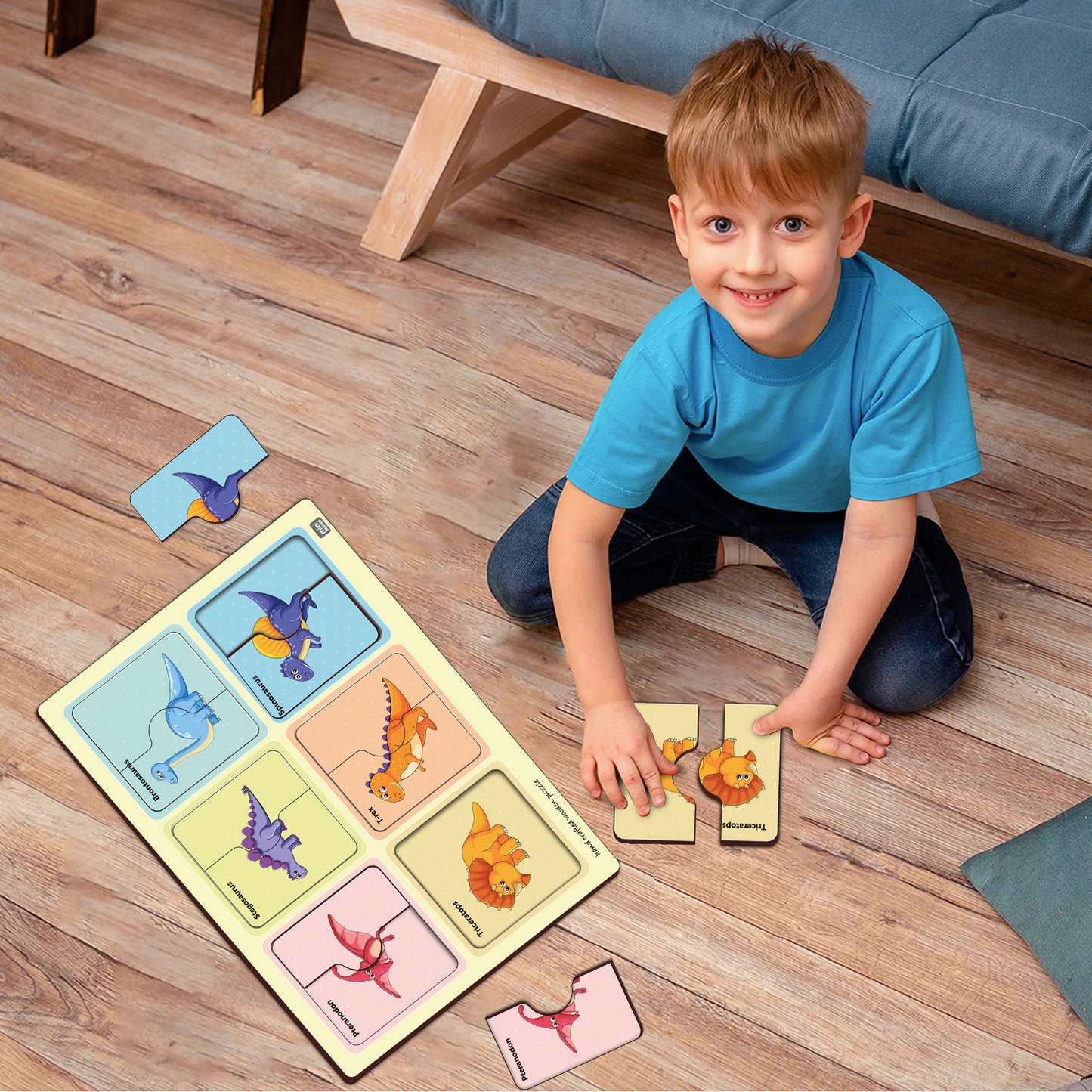 Wooden 2 Piece Dinosaurs Puzzle