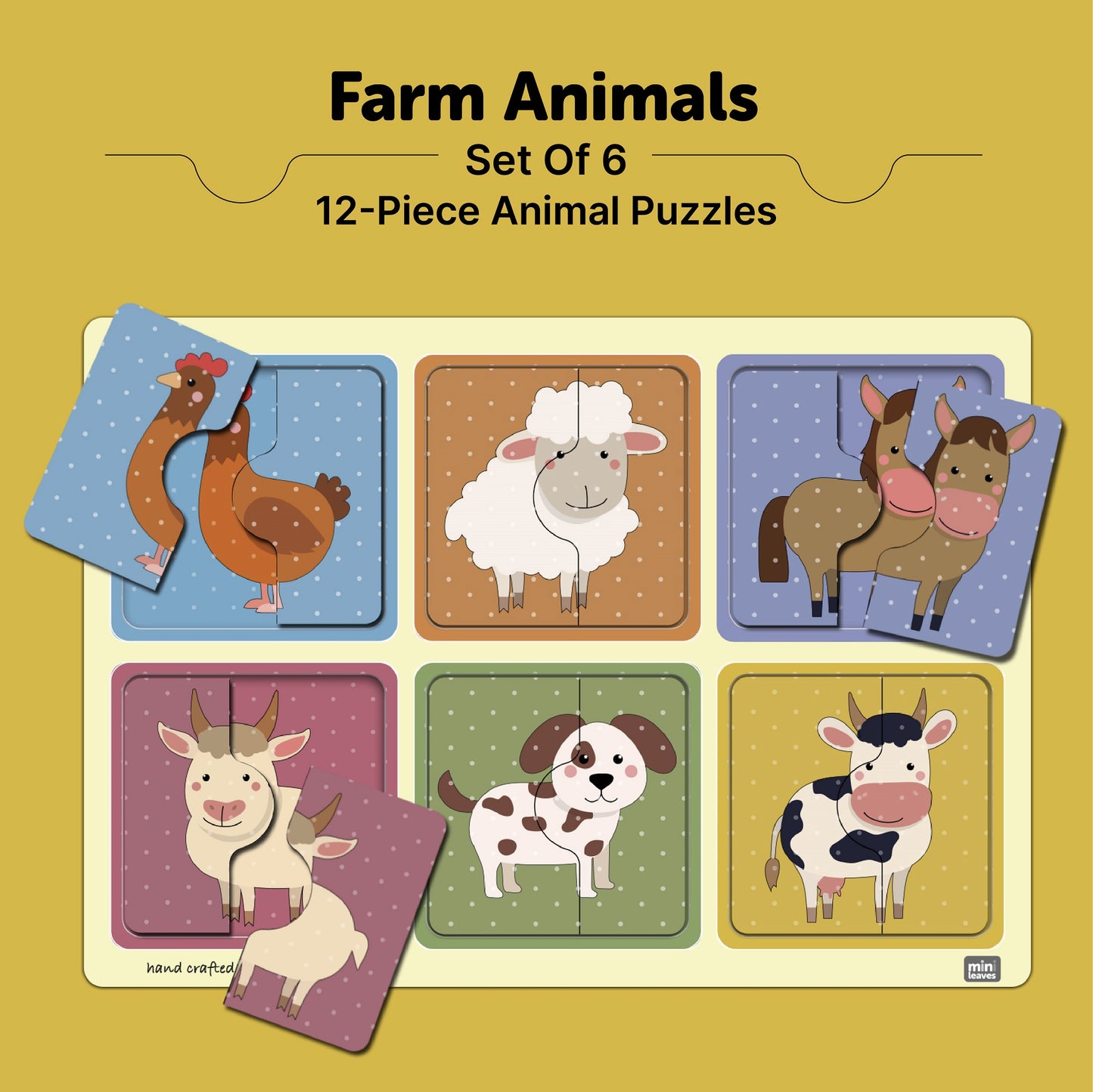 Wooden 2 Piece Farm Animal Puzzle