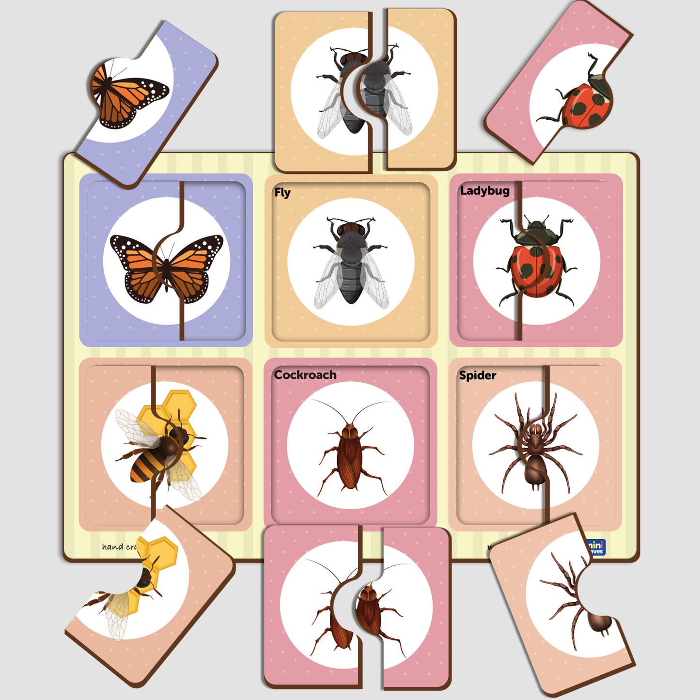 Wooden 2 Piece Insects Puzzle