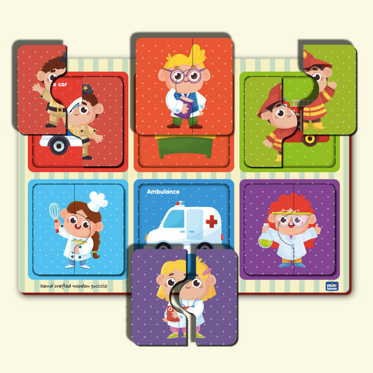 Wooden 2 Piece Professions Puzzle
