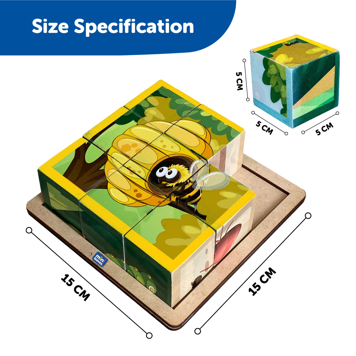 Wooden 3D Six Slides Insects Puzzle