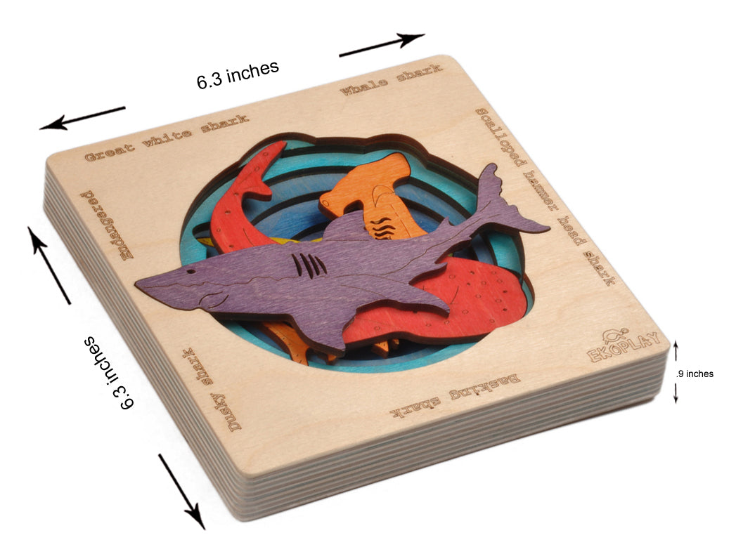 Wooden Endangered Sharks Puzzle Board