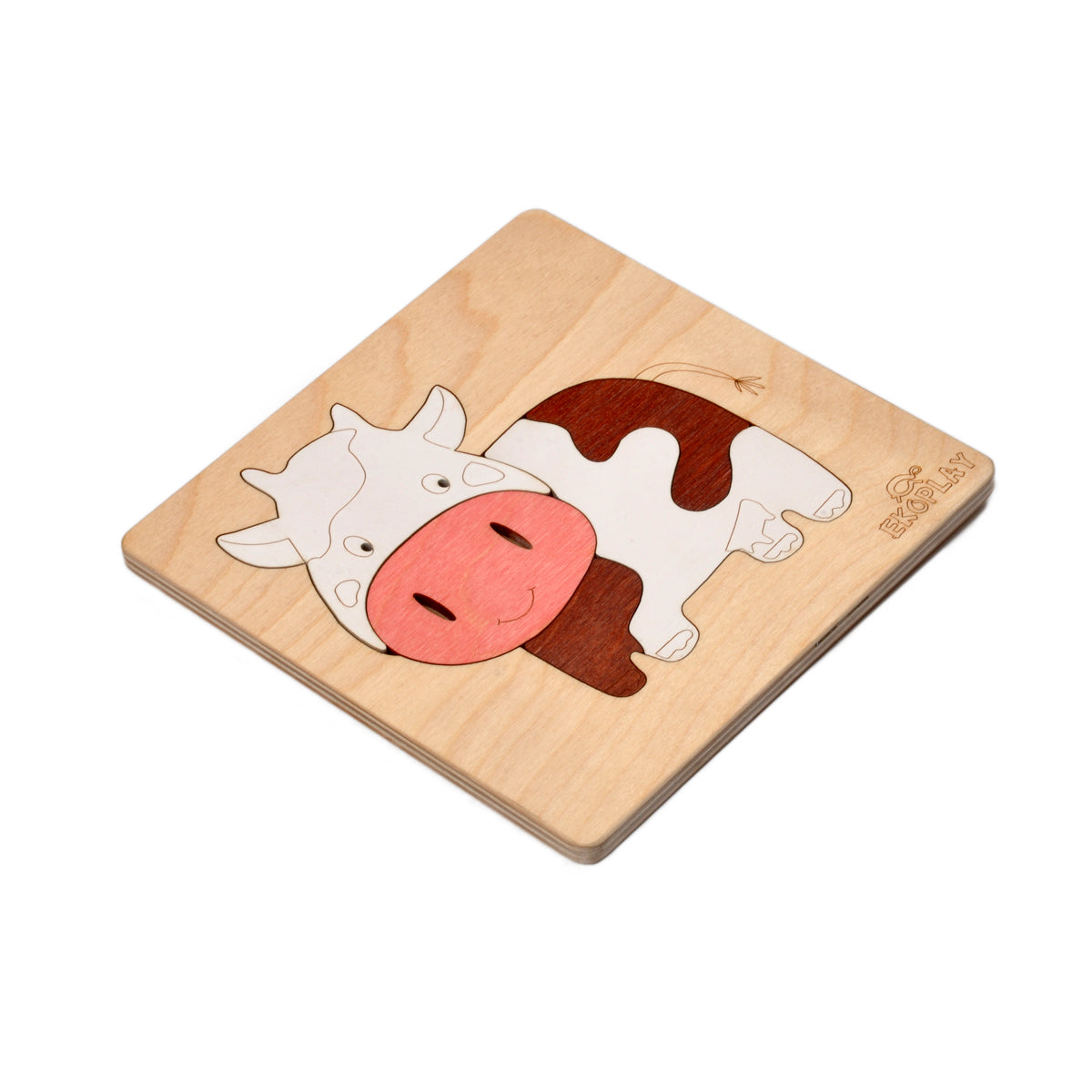 Wooden Happy Cow Puzzle Board