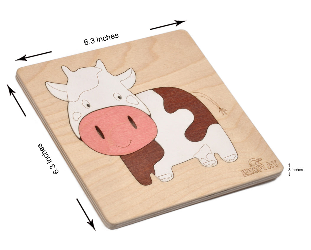 Wooden Happy Cow Puzzle Board