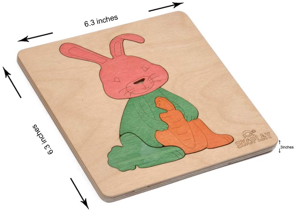Wooden Happy Rabbit Puzzle Board
