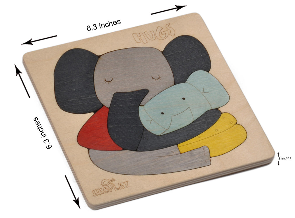 Wooden Hugs Elephant Puzzle Board