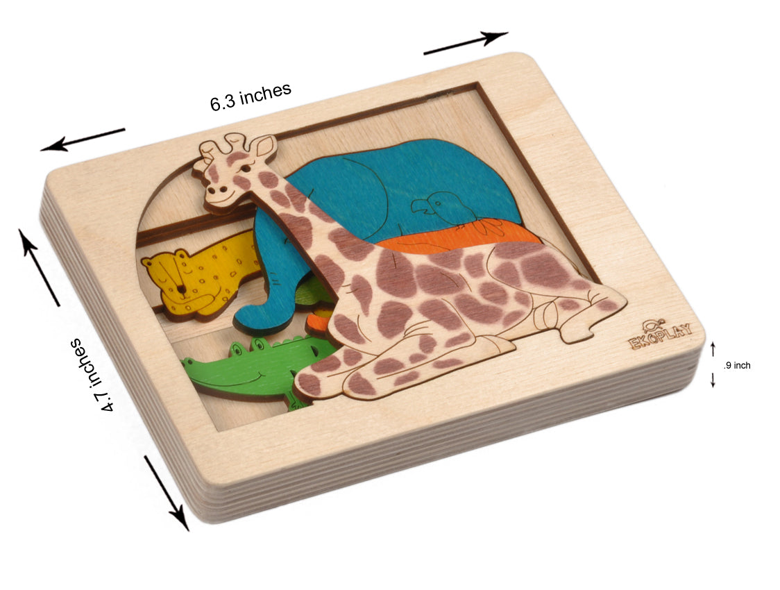 Wooden Jungle Animal Puzzle Board