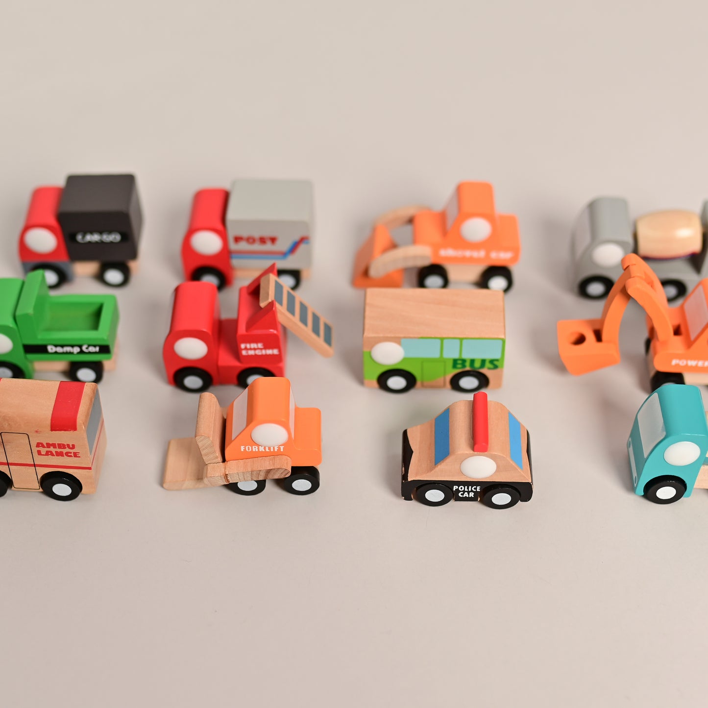 Wooden Little Wagon Toy Cars Mini Vehicles Set