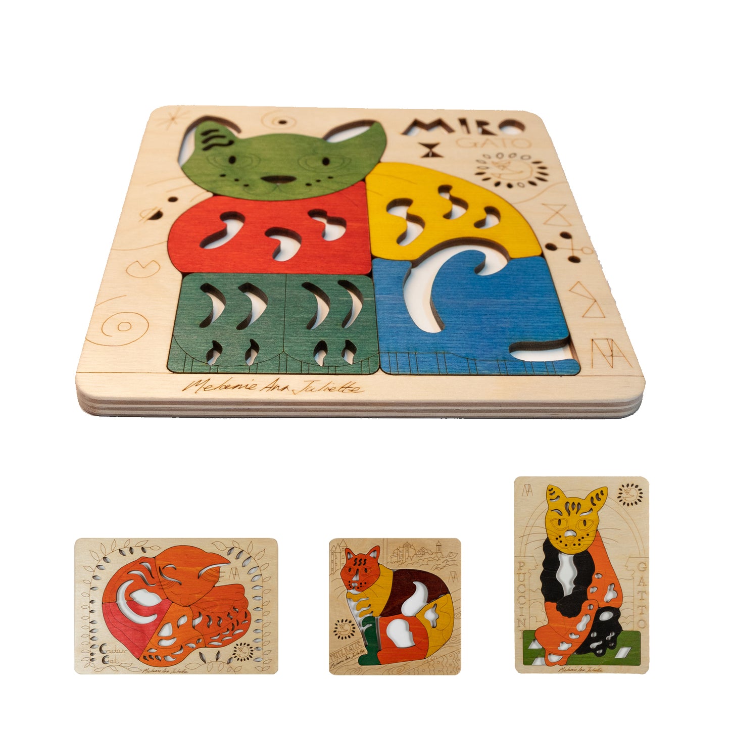 Wooden Miro Gato Puzzle Board