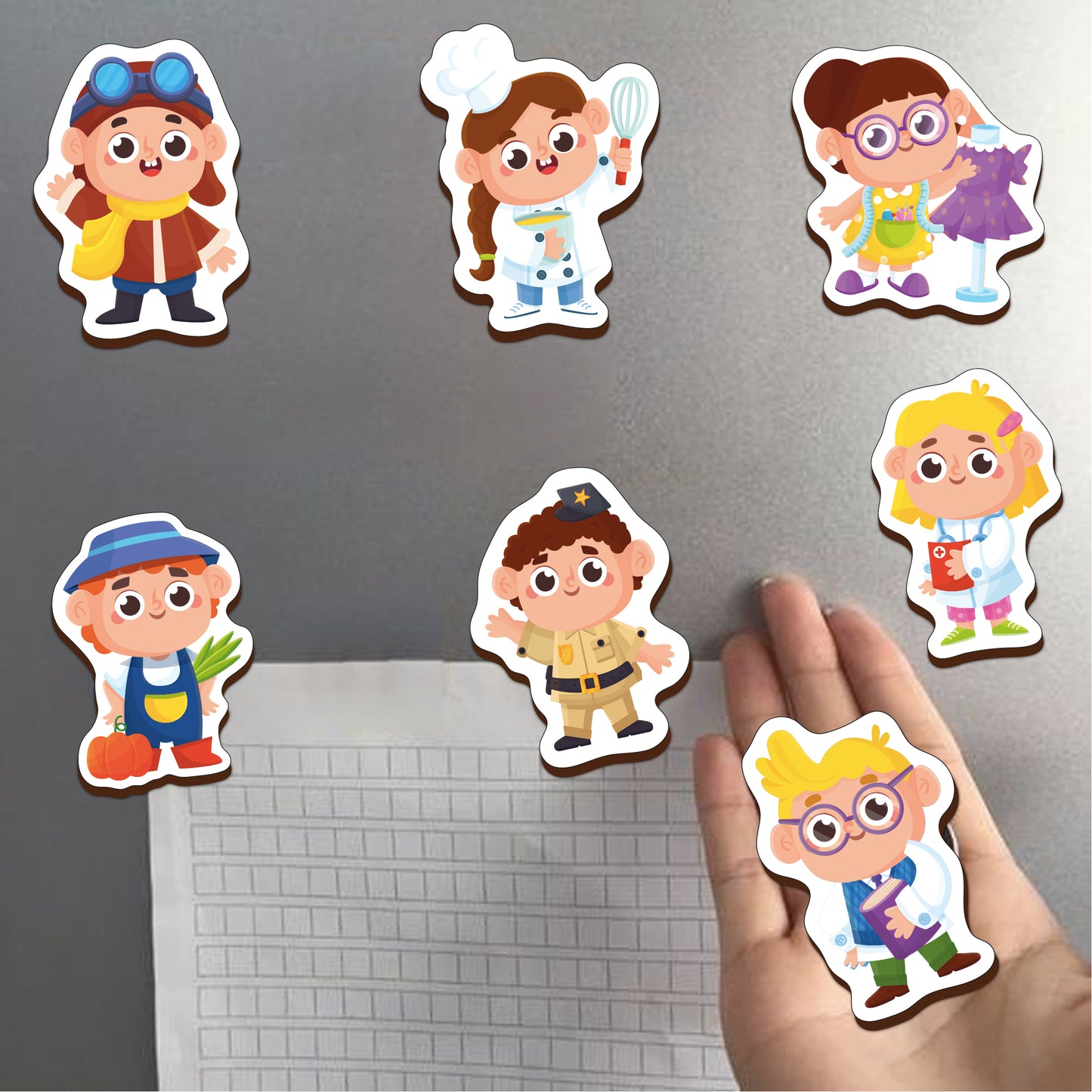 Wooden Multicolor Magnetic Profession Cutouts