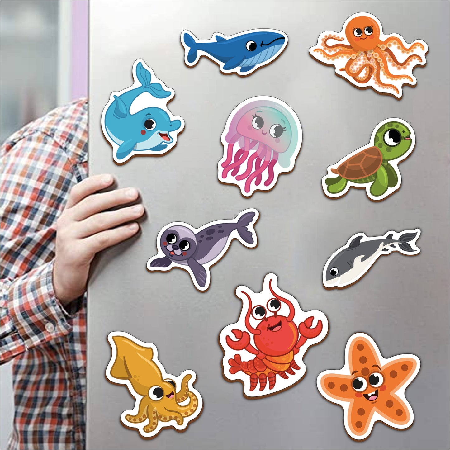 Wooden Multicolor Magnetic Sea Animals Cutouts