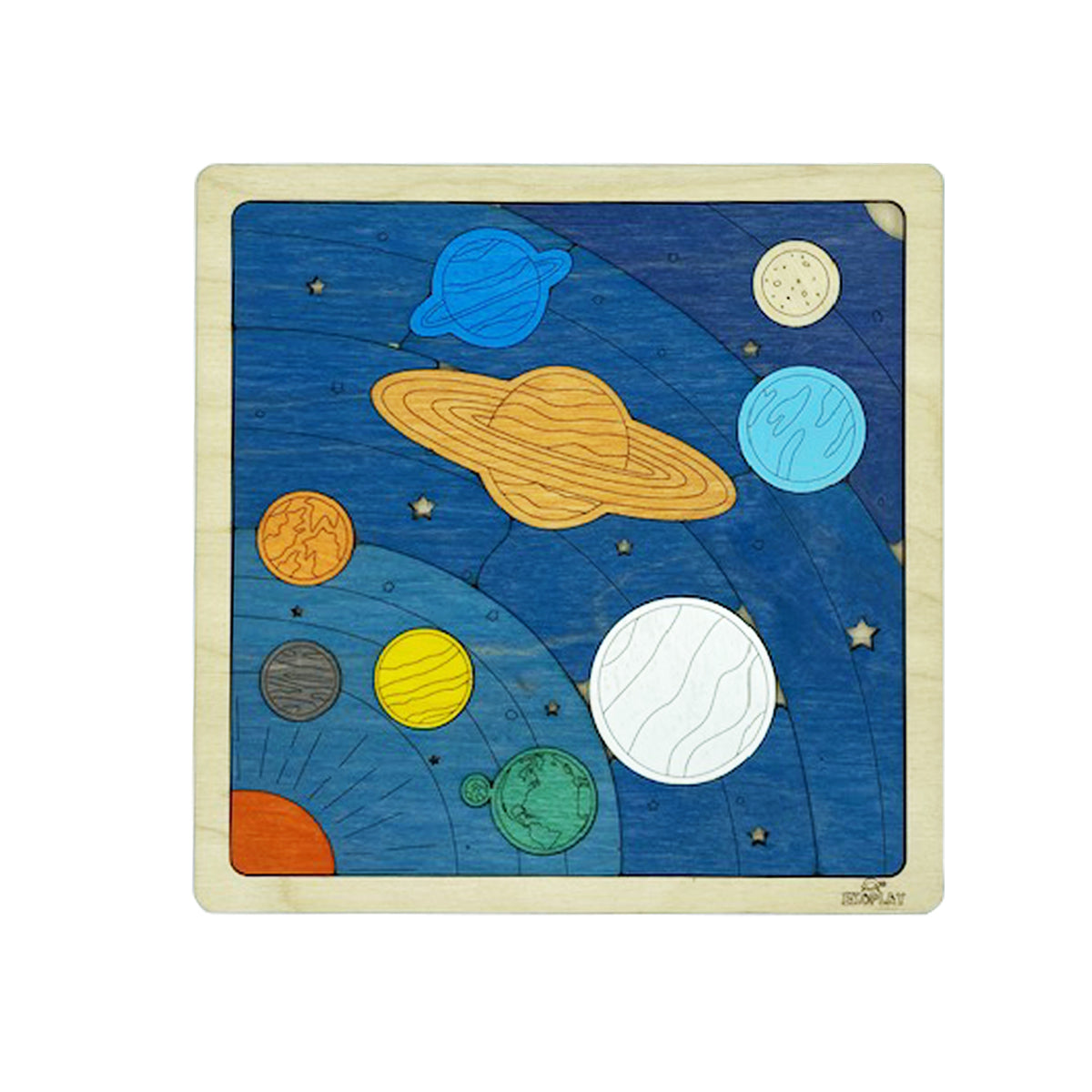 GEEBON Solar System Puzzle Toy Wooden Planets Matching Game Monte Toy Astronomy Planets Jigsaw