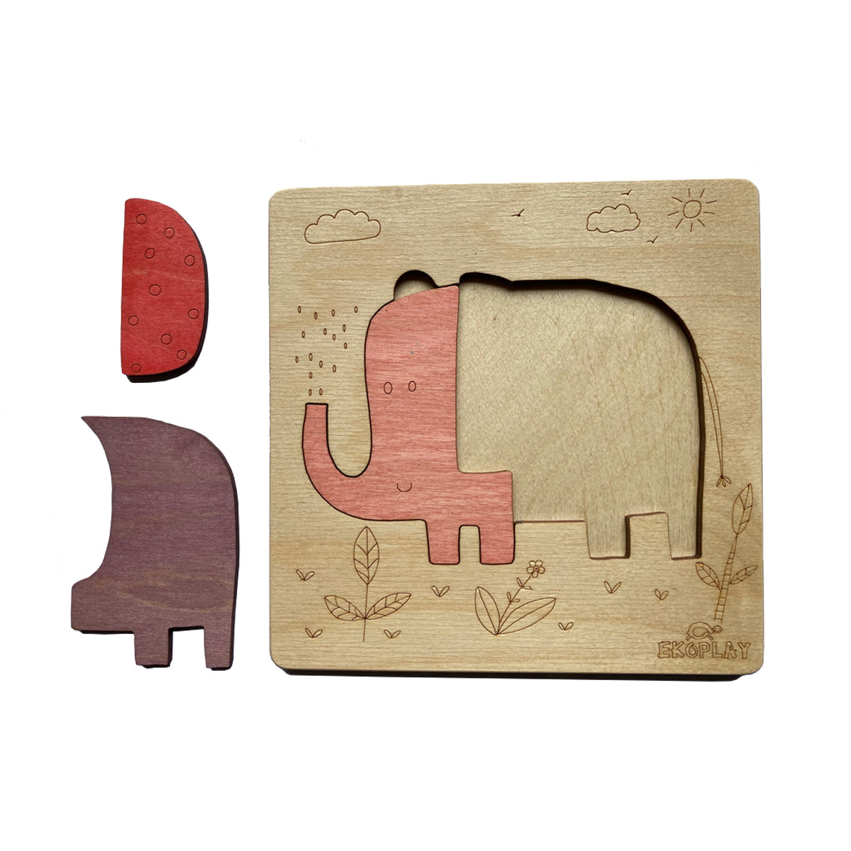 Wooden Playful Elephant Puzzle Board