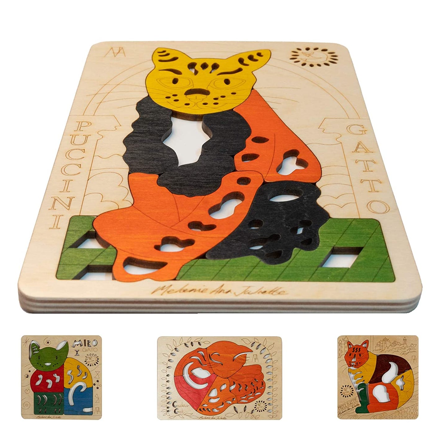 Wooden Puccini Gato Puzzle Board