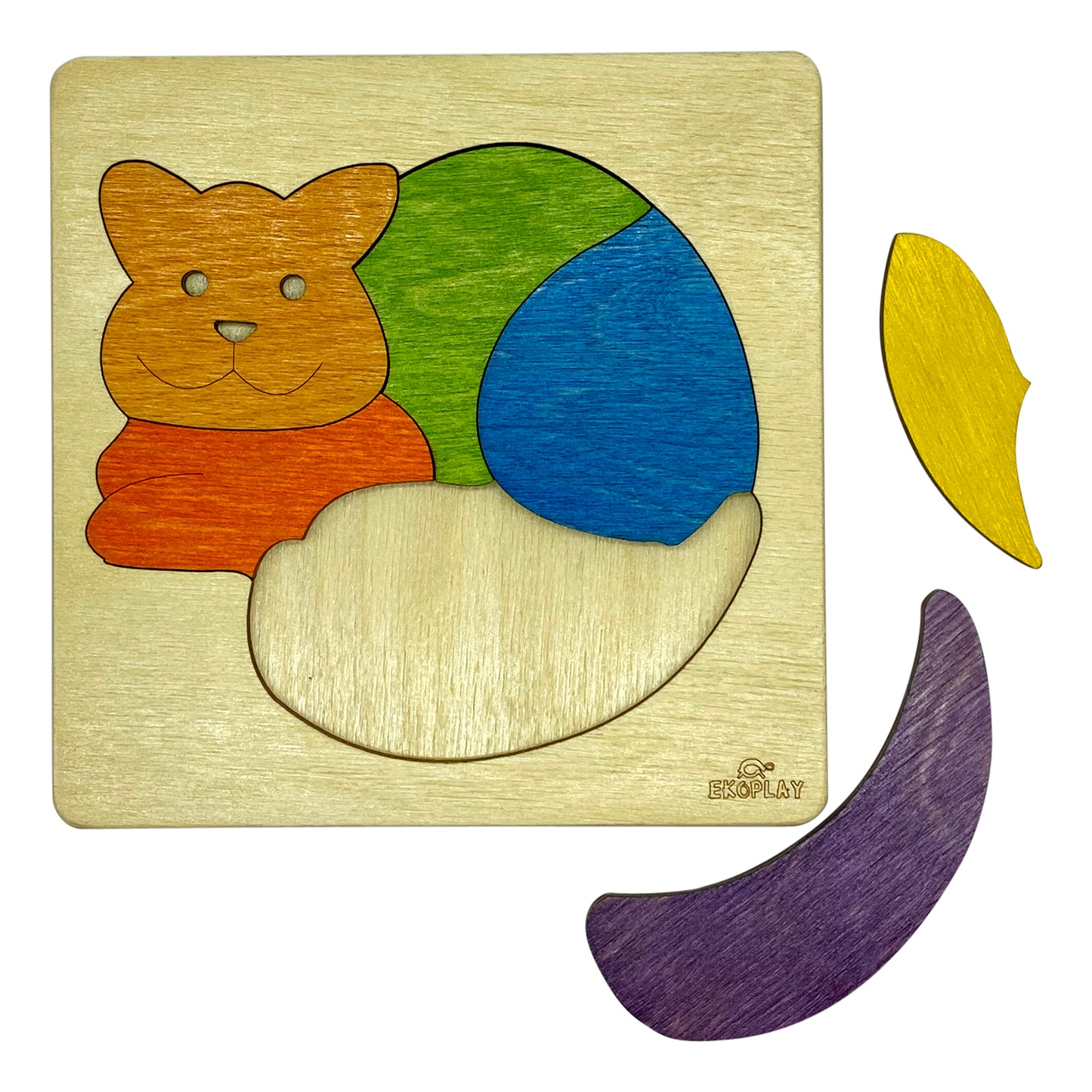 Wooden Rainbow Cat Puzzle Board