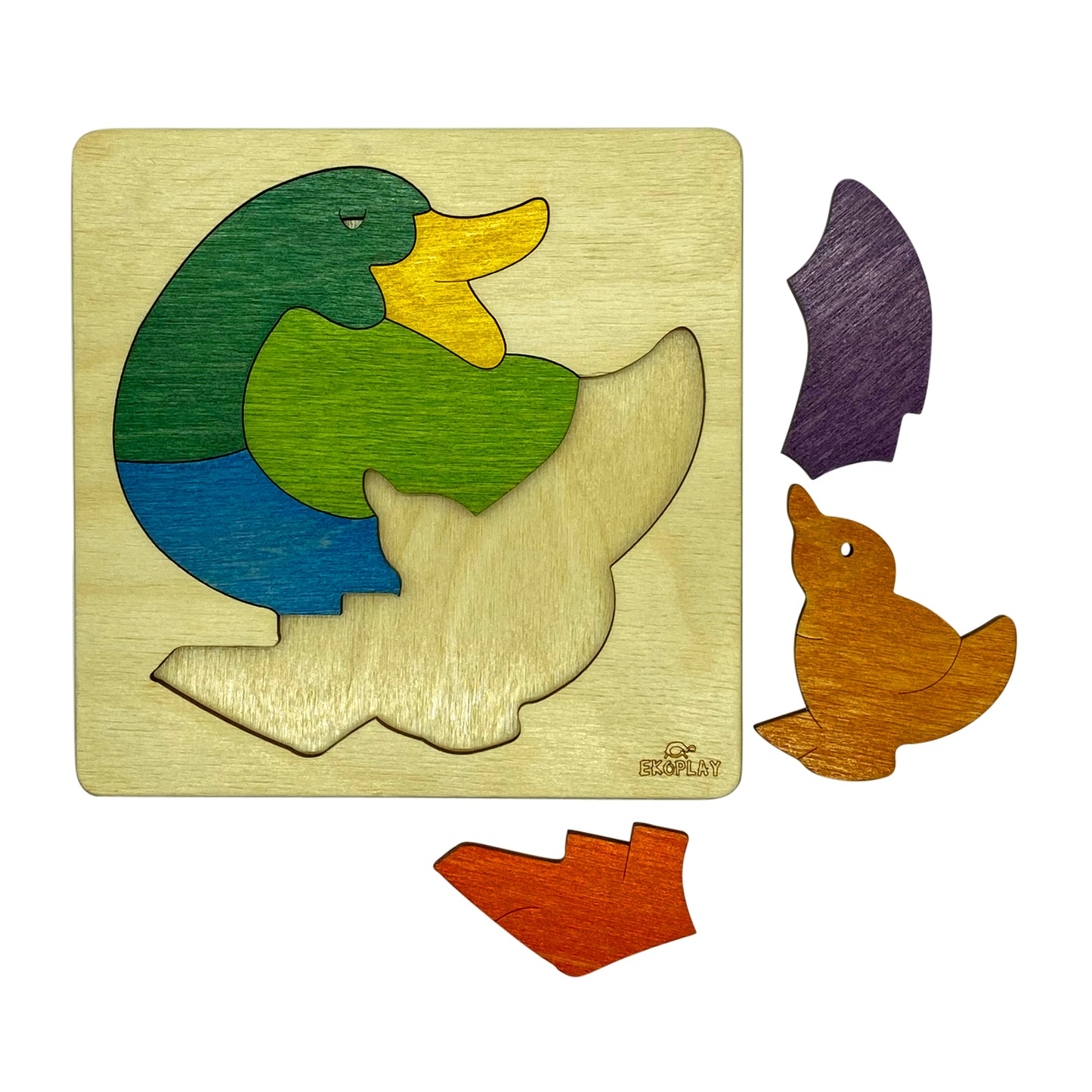 Wooden Rainbow Duck Puzzle Board