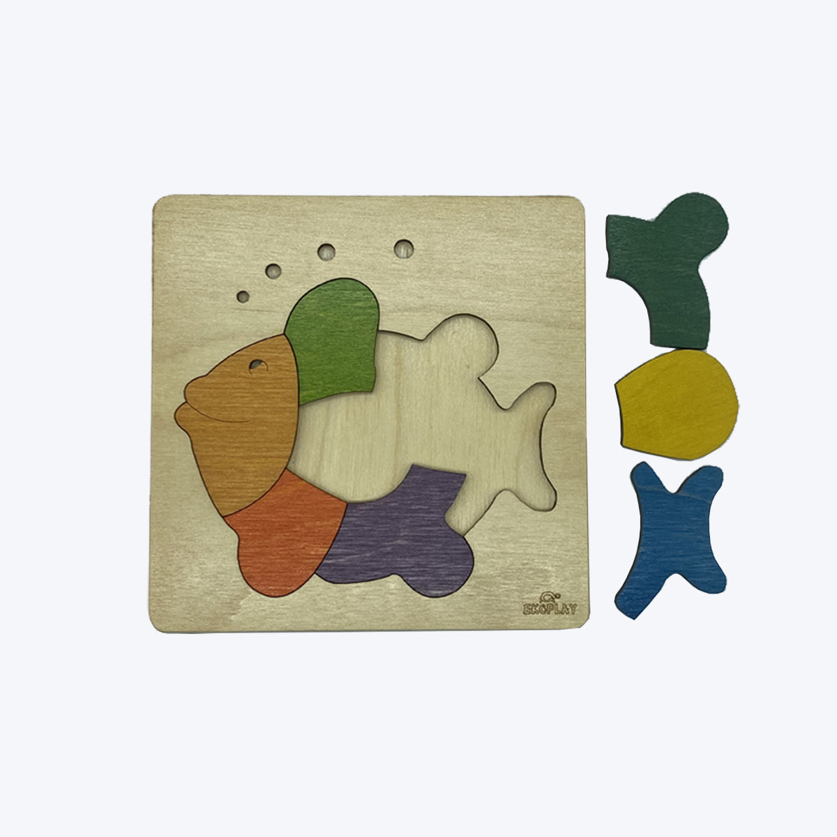 Wooden Rainbow Fish Puzzle Board