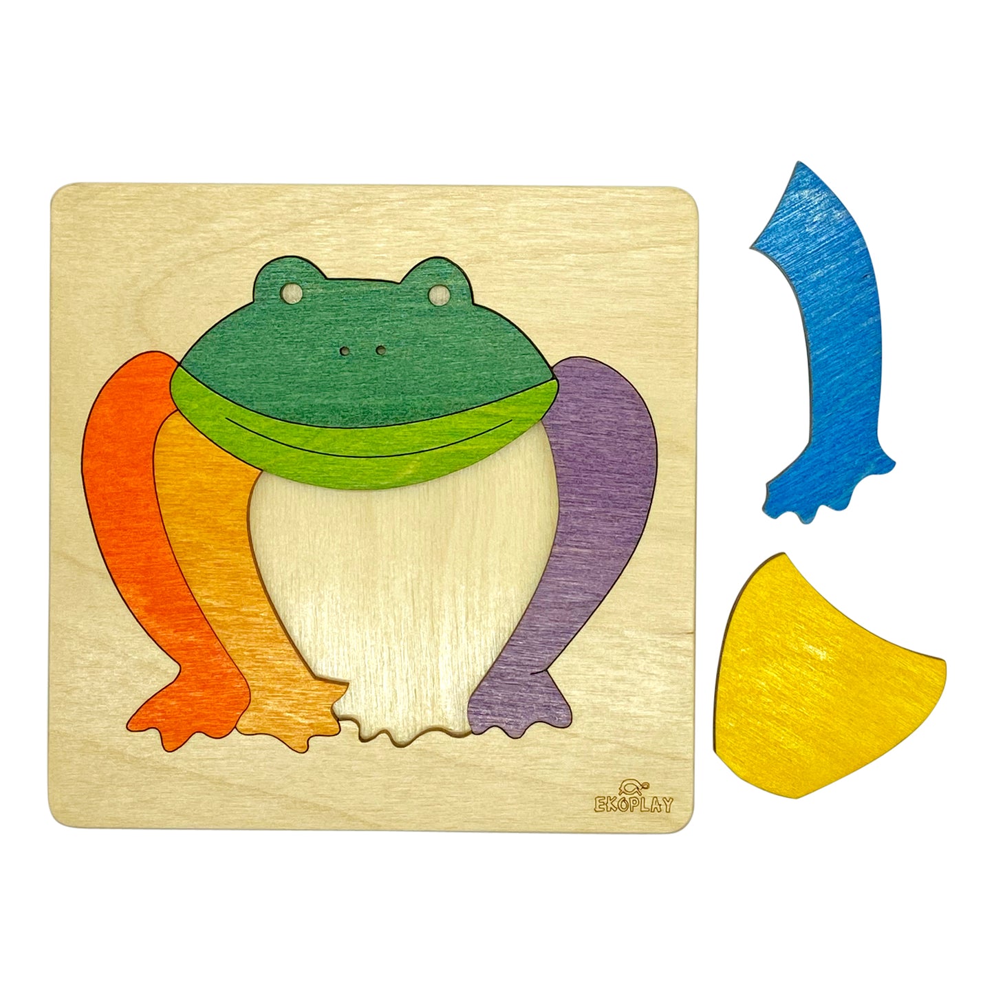 Wooden Rainbow Frog Puzzle Board